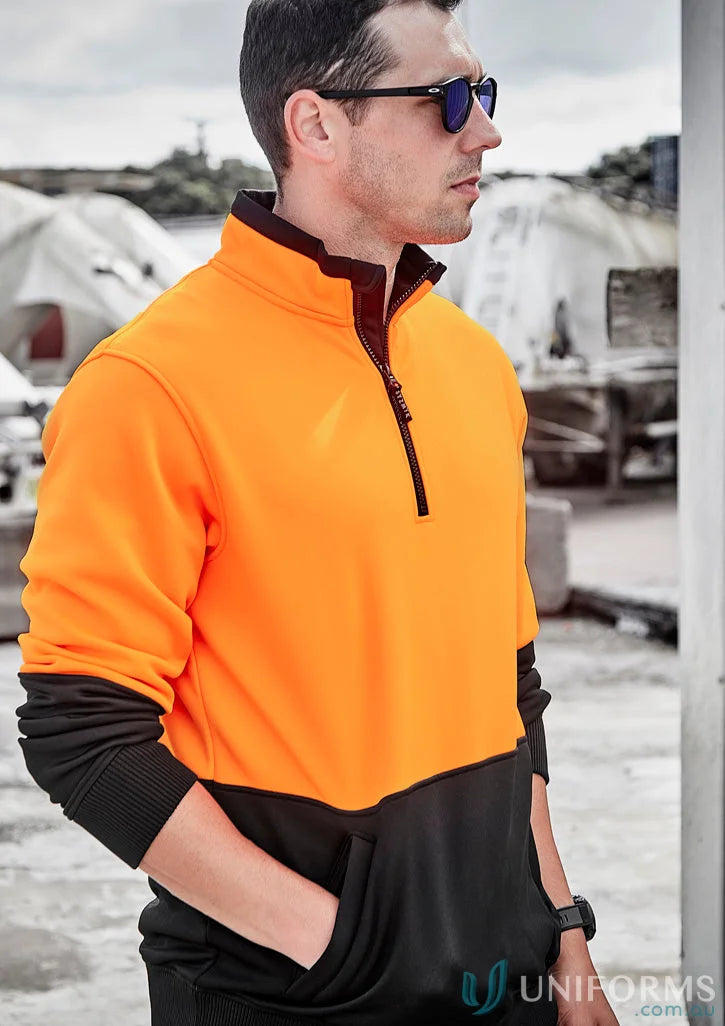 Orange and black zip pullover zt476, Syzmik HiVis Half Zip for chilly workdays