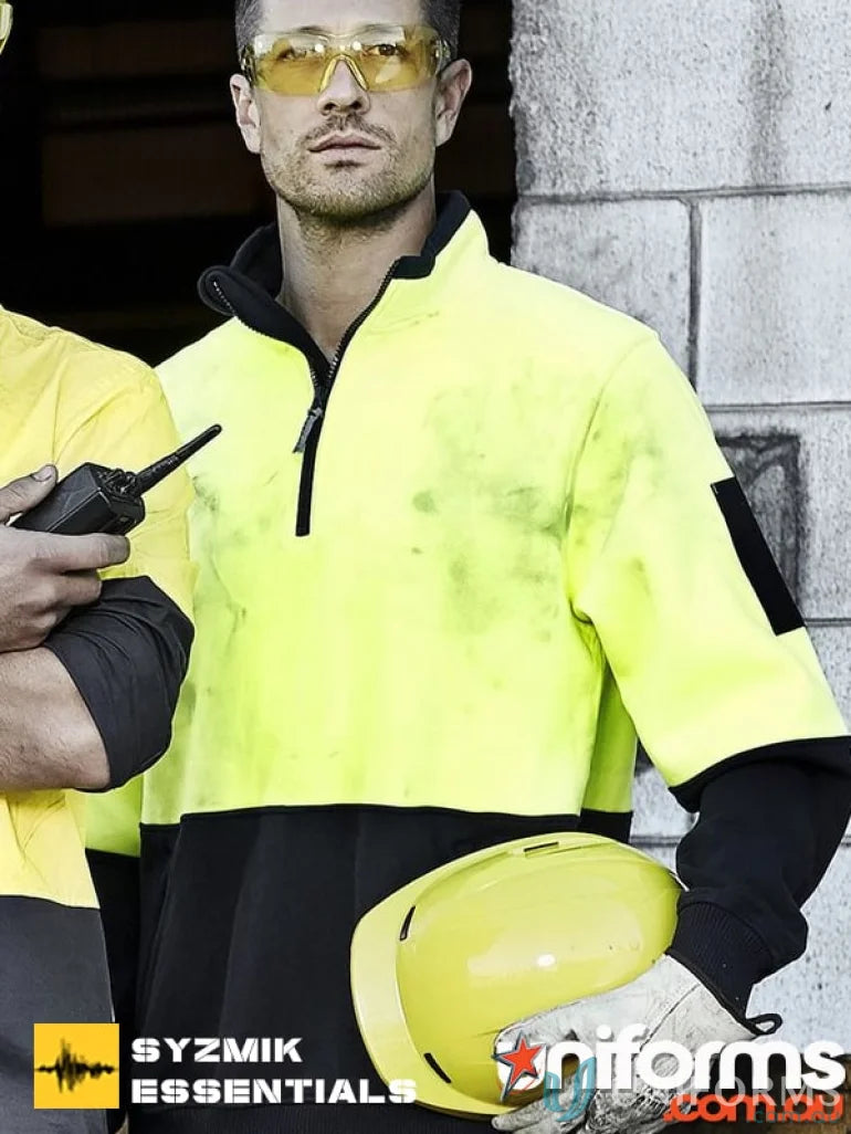 High-visibility zip pullover zt476 Syzmik HiVis Half for chilly workdays