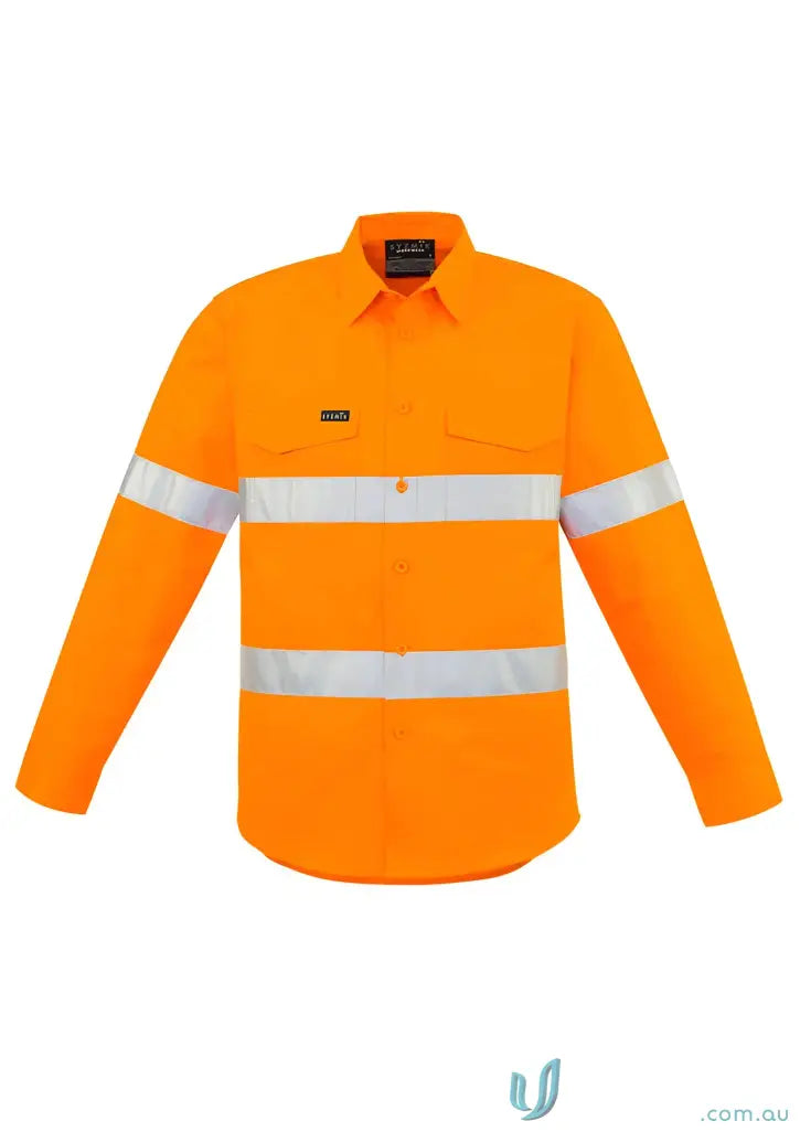 Orange long-sleeved safety shirt with hoop taped long sleeves from Szymik Men’s collection
