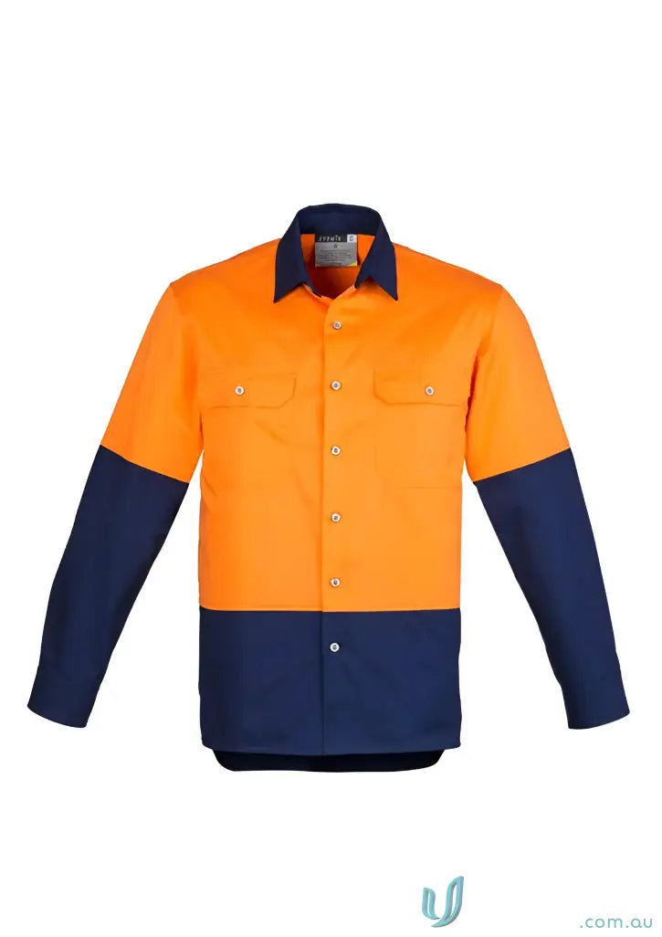 Orange and blue industrial long sleeve shirt zw122 for demanding work environments