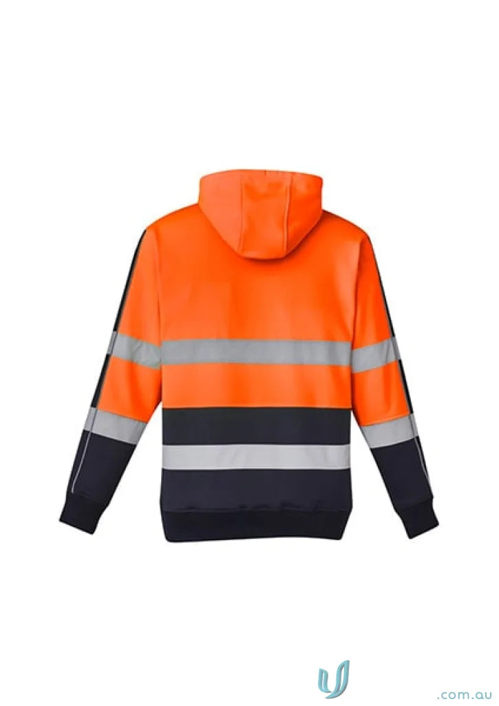 Orange and black hooded safety jacket, Syzmik HiVis Stretch Taped Hoodie ZT483