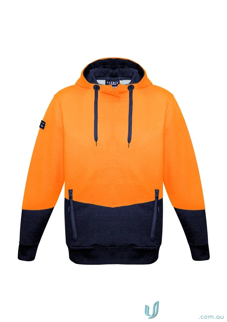Orange and navy blue textured jacquard hoodie from Syzmik Unisex ZT477