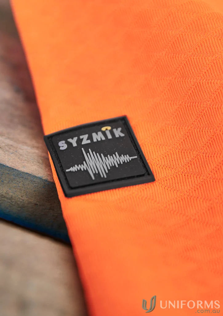 Orange textured jacquard hoodie with black square logo Synmik unisex ZT477