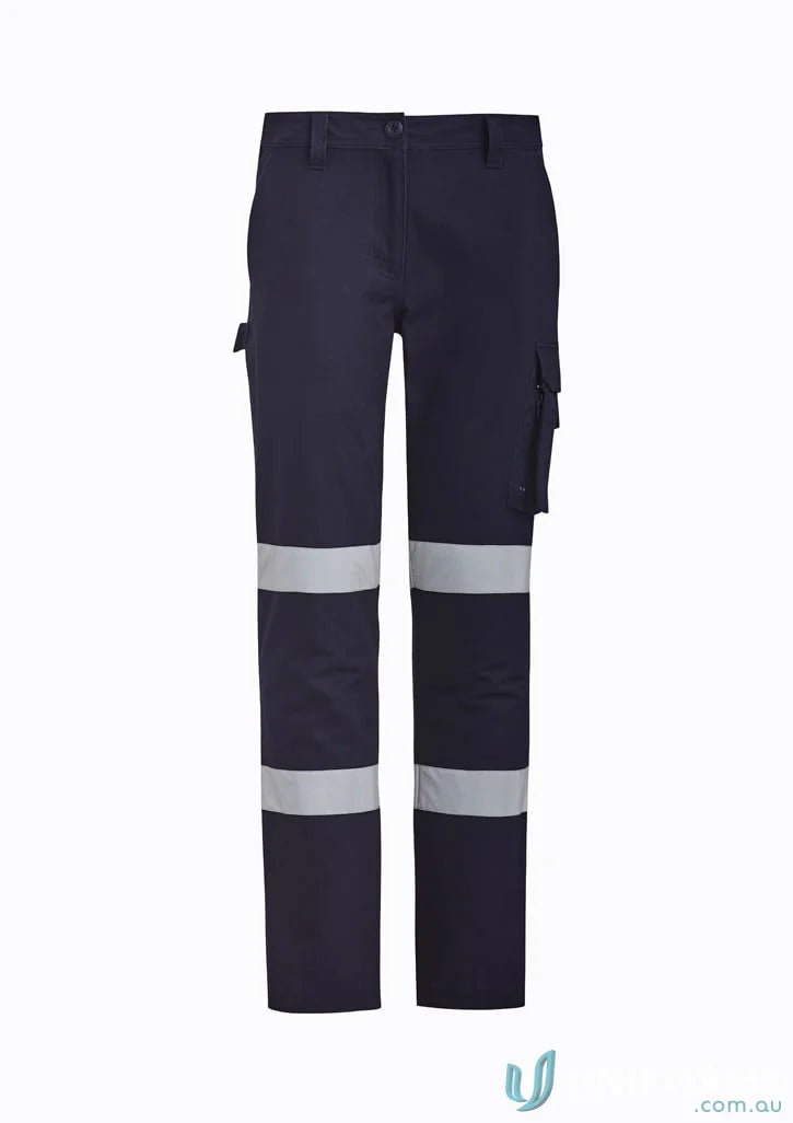 Navy blue women’s bio motion taped pant zp720 with reflective stripes from Syzmik