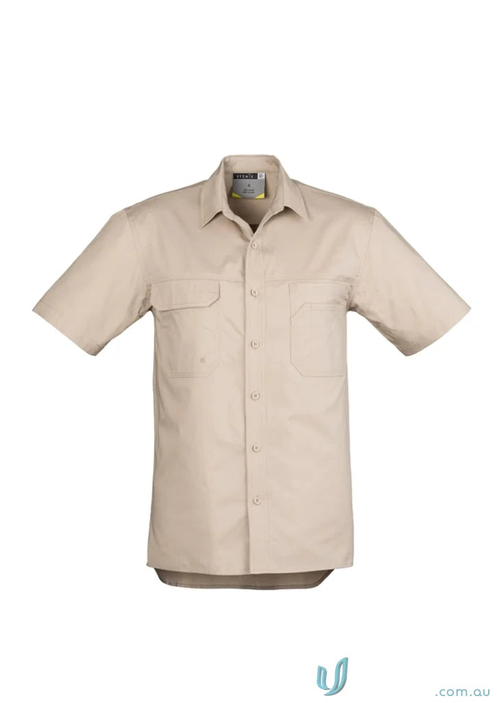 Khaki syzmik men’s lightweight tradie short sleeve shirt zw120 perfect for work