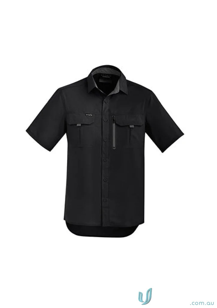 Black syzmik men’s outdoor short sleeve shirt zw465 for a casual outdoor look