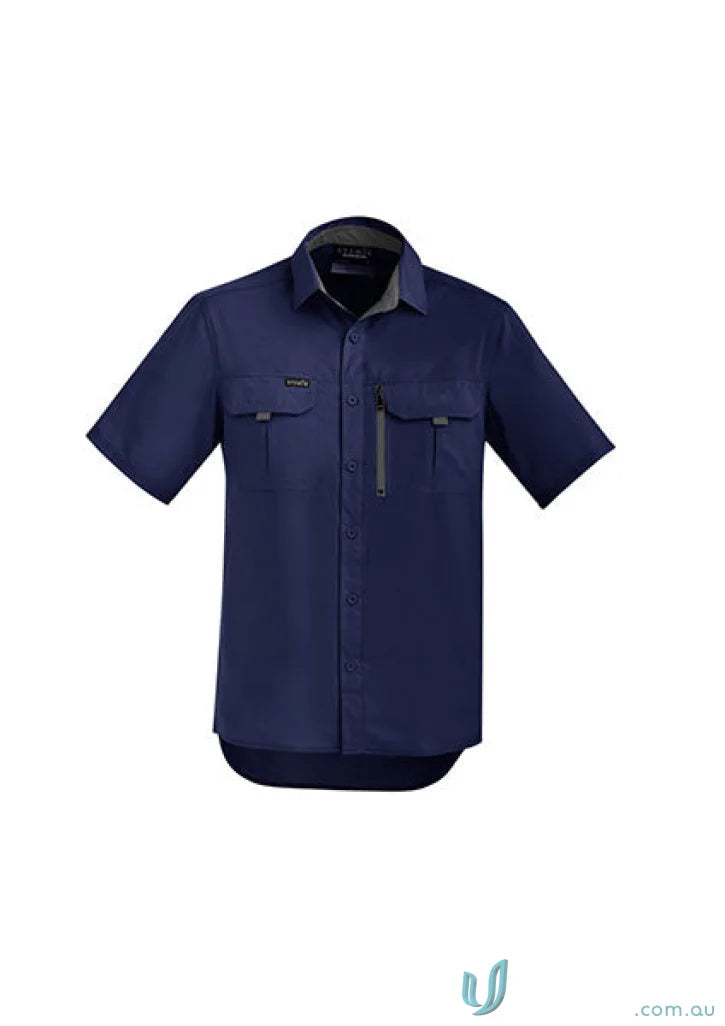 Navy blue Syzmik men’s outdoor short sleeve work shirt SS Shirt Zw465