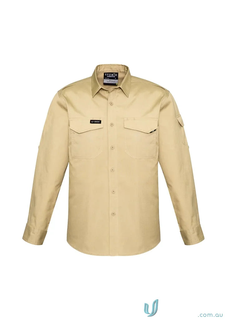 Khaki men’s cooling long shirt from Syzmik Rugged Men’s Collection