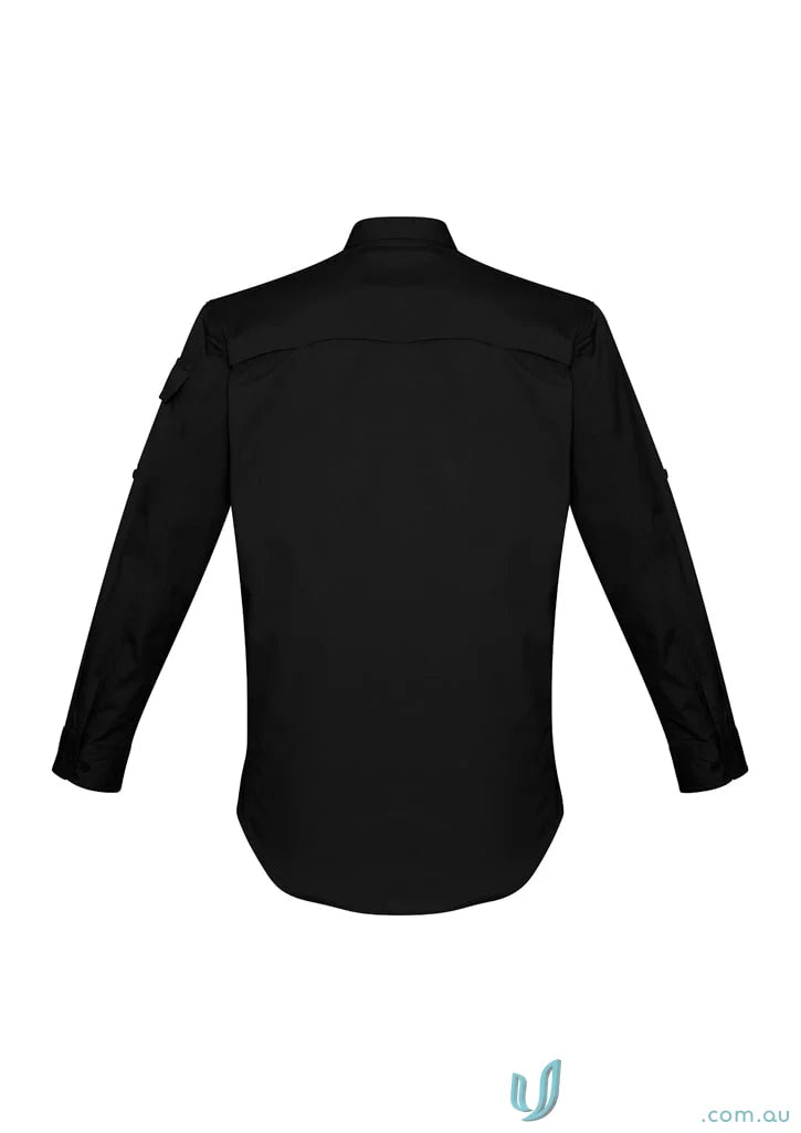 Black Syzmik men’s rugged cooling long sleeve shirt for men, stylish and comfortable