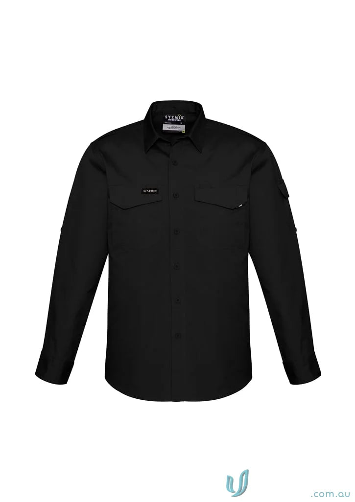 Black syzmic men’s rugged cooling long sleeve shirt perfect for outdoor wear