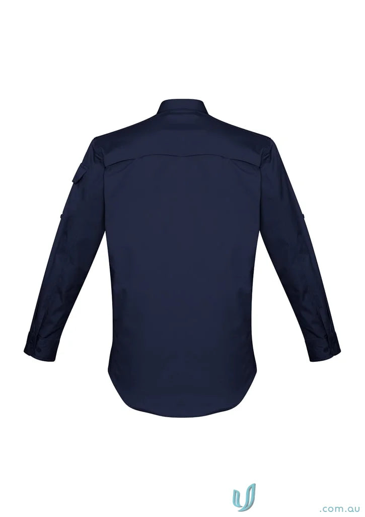 Navy blue Syzmik men’s rugged cooling long sleeve shirt perfect for outdoor wear