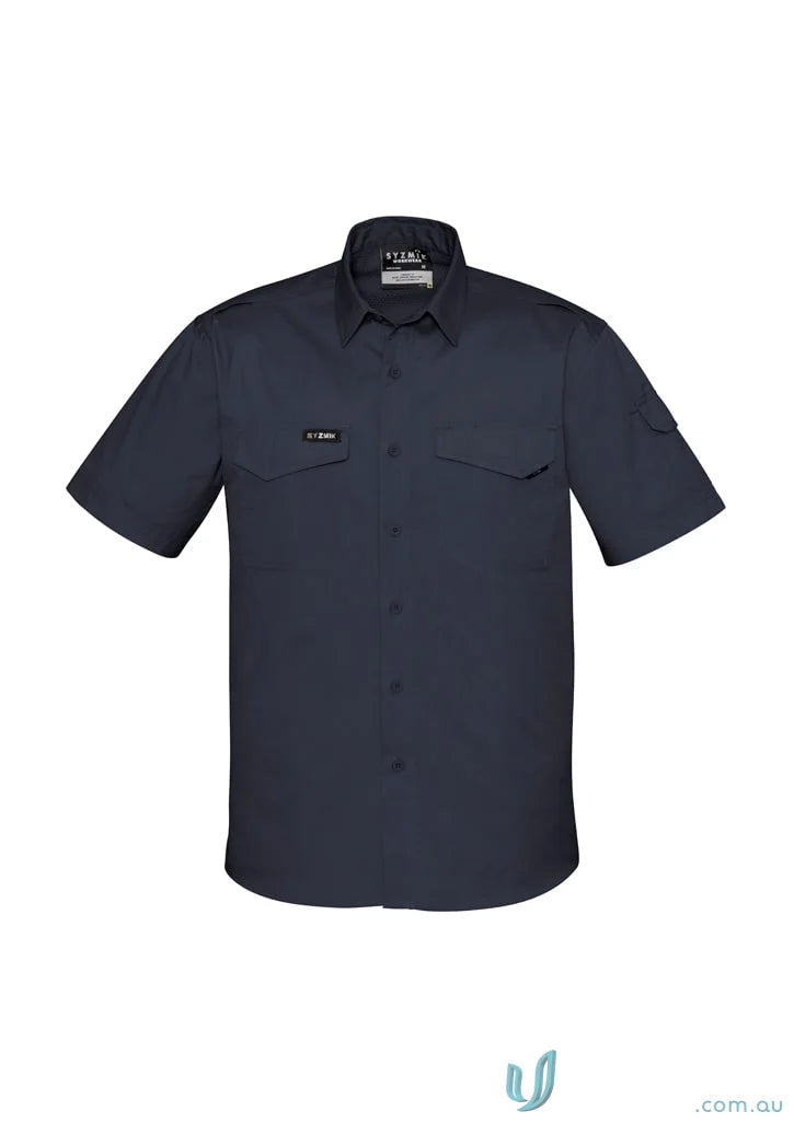 Navy blue Syzmik men’s rugged cooling short sleeve shirt zw405 for casual wear