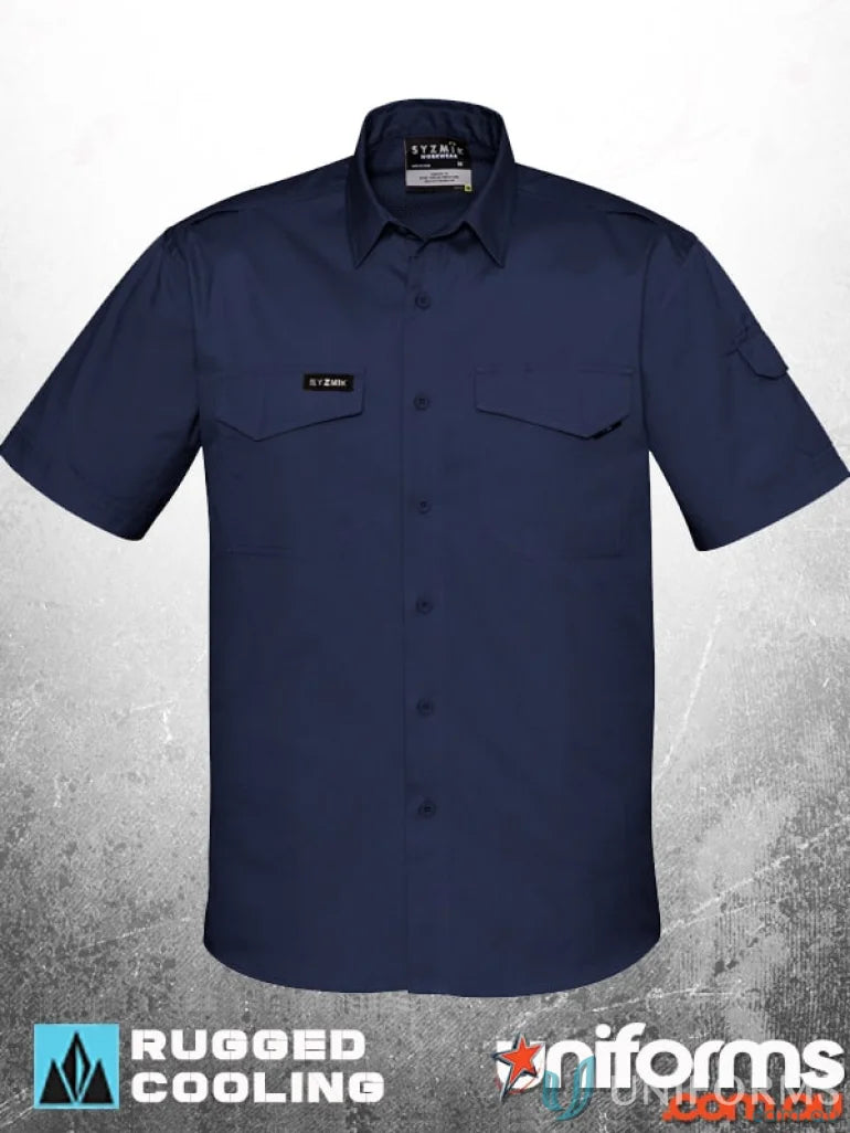 Navy blue Szymik men’s rugged cooling short-sleeved work shirt zw405