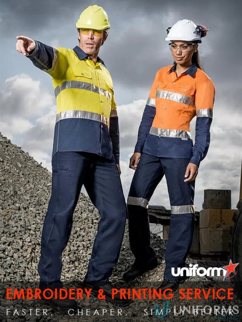 High-visibility Syzmik women’s industrial shirt with mesh vent inserts for working women