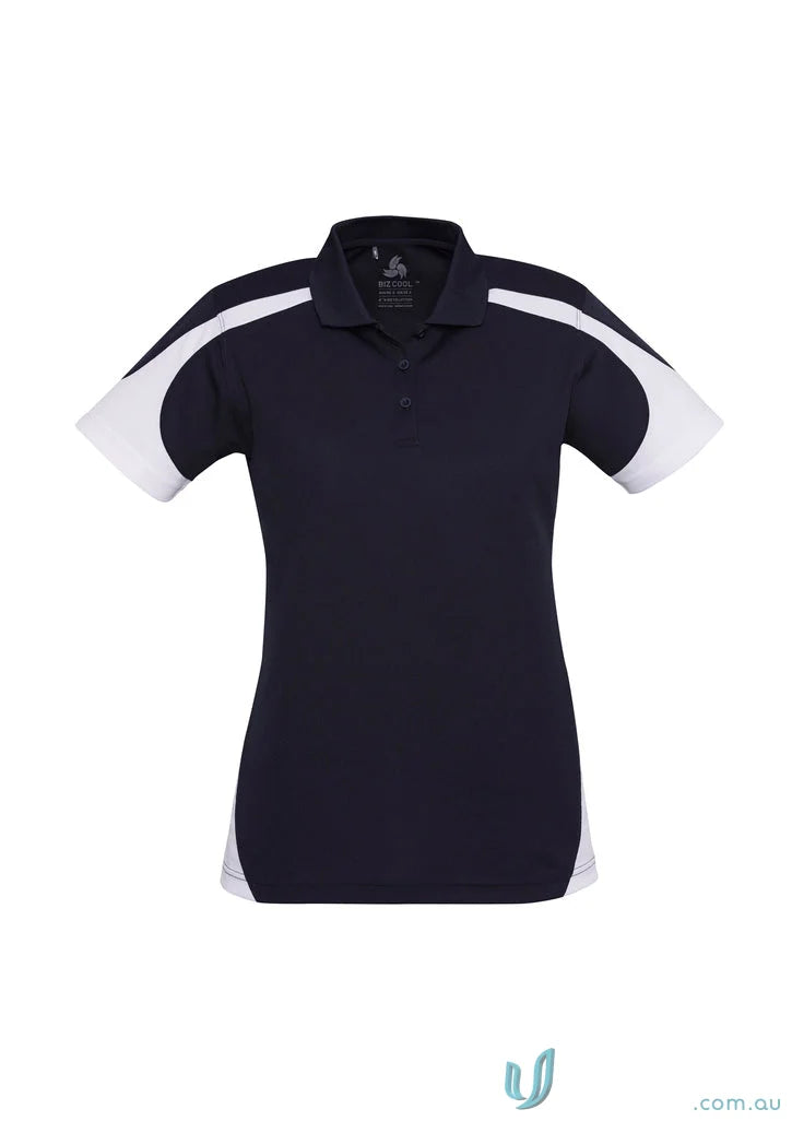 Navy and white short-sleeved Talon Polo from Biz Cool collection Talon