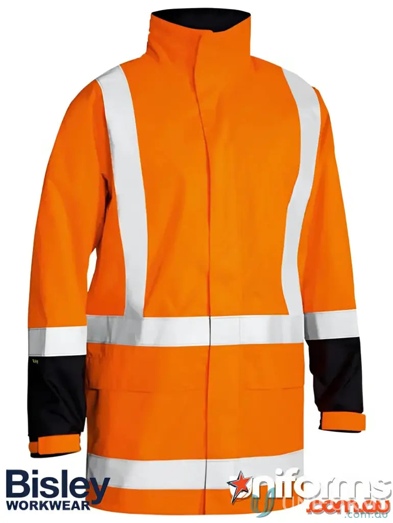 Orange HiVis Work Jacket with Waterproof Rating and Touch Tape Closure for safety