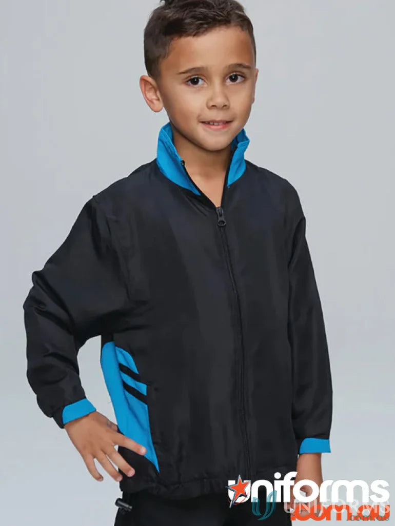 Tasman Kids Tracktops black and blue zip-up jacket perfect for uniforms or workwear