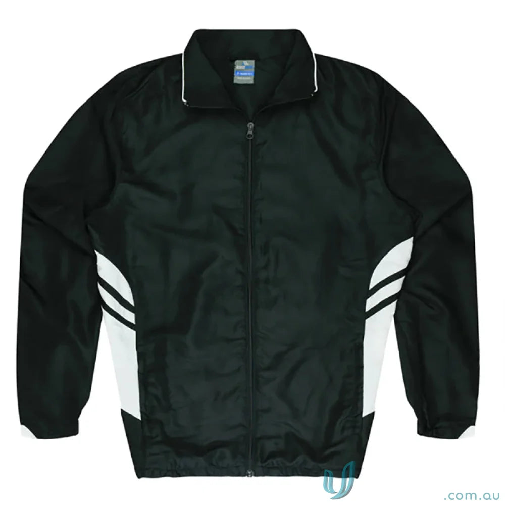 Black and white track jacket from Tasman Mens Tracktops, perfect for uniforms or workwear
