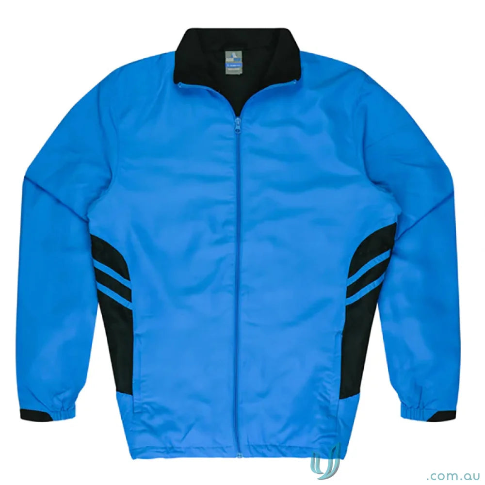 Blue and black zip-up jacket from Tasman Mens Tracktops, perfect for work uniforms