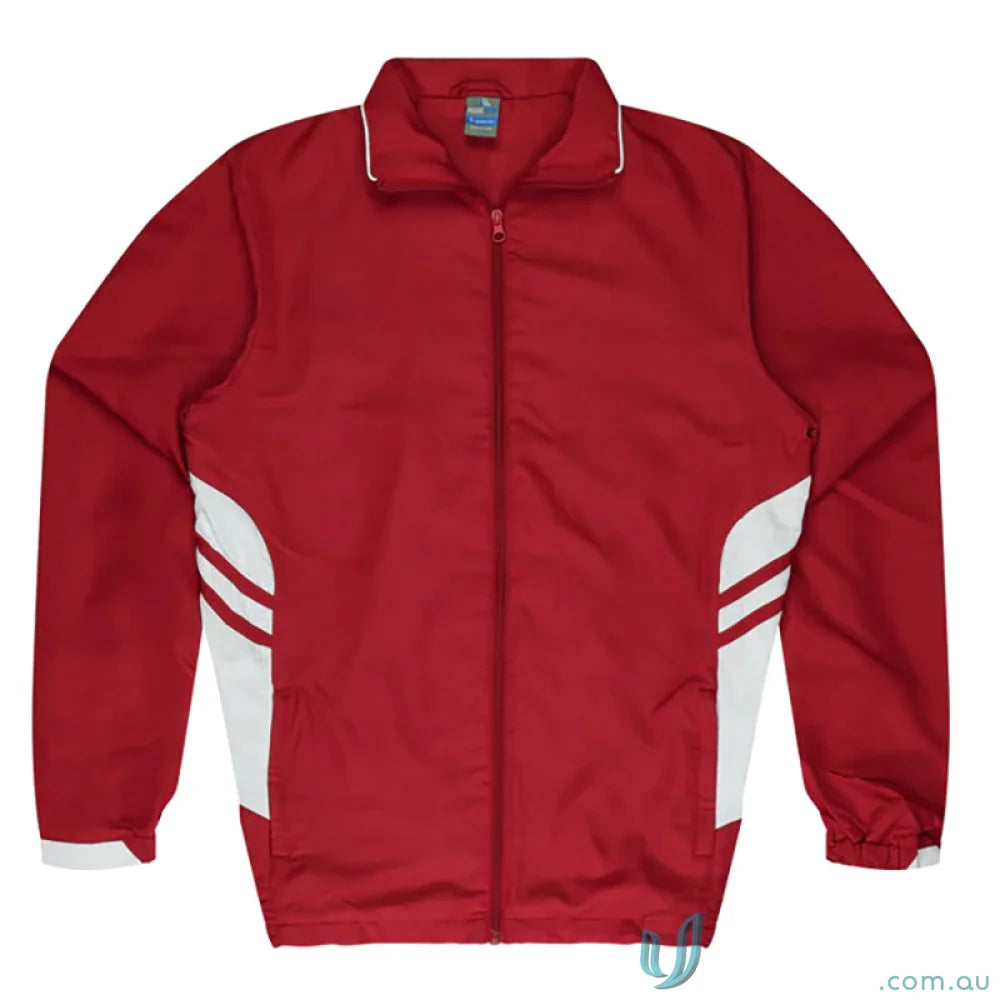 Red and white Tasman Mens Tracktops ideal for uniforms and workwear styles