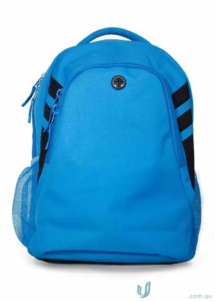 Blue Tasman Sports Backpack with Black Stripes perfect for workwear and uniforms