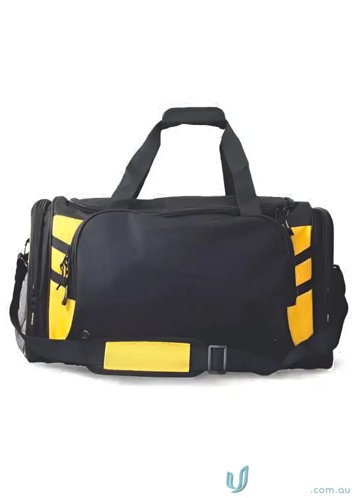 Black and yellow Tasman Sports Bag for uniforms and workwear storage