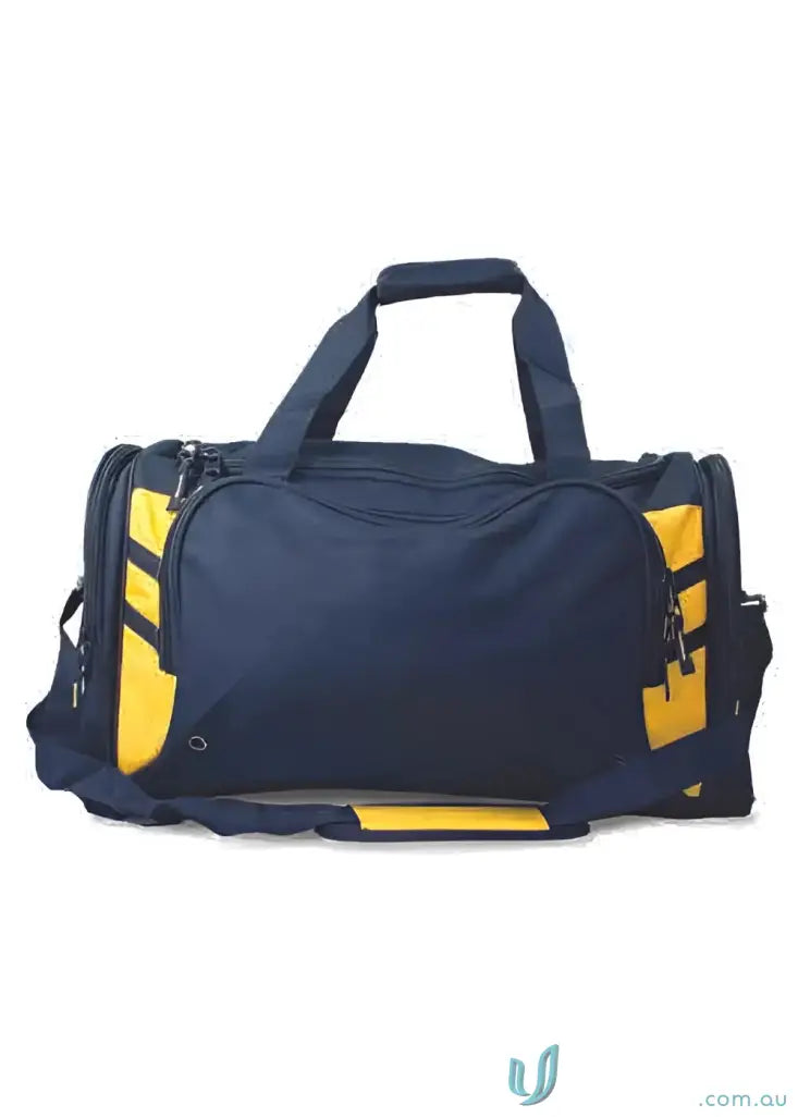 Navy and yellow Tasman Sports Bag perfect for uniforms and workwear gear