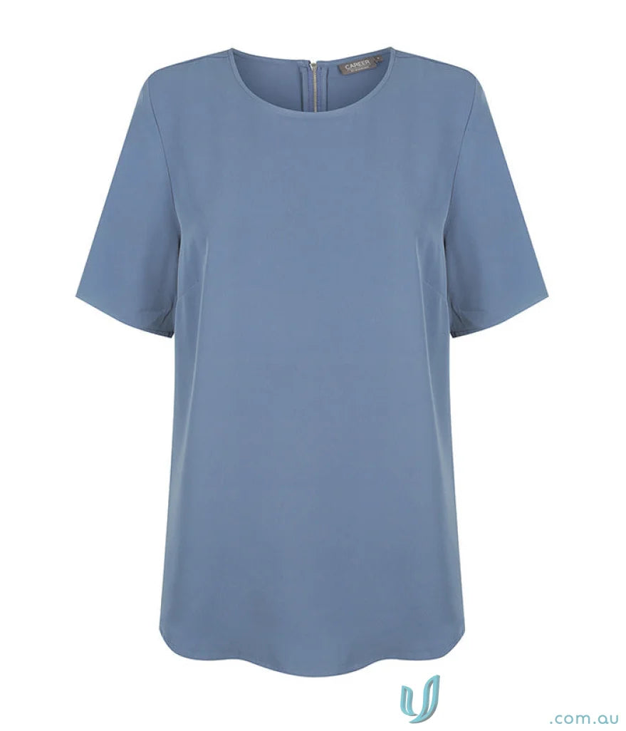 Blue short-sleeved blouse from Taylor 1798WS workwear and uniforms collection