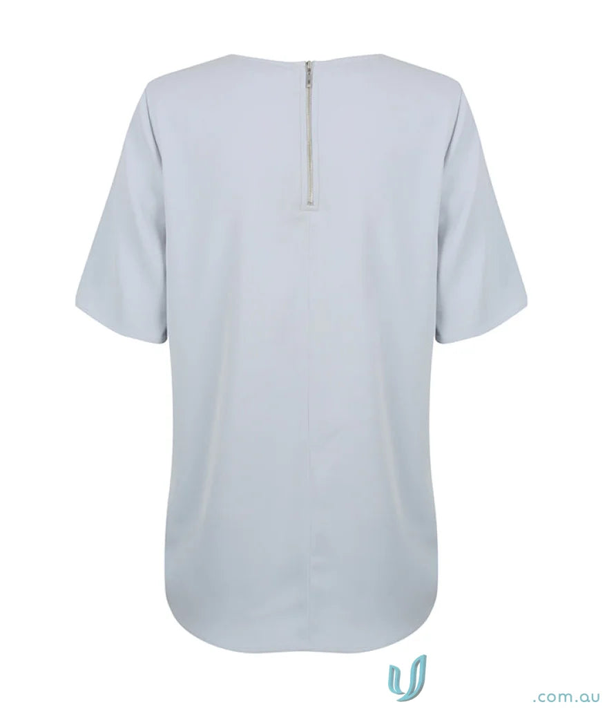 Light blue Taylor 1798WS short-sleeved blouse with back zipper, perfect workwear or uniforms