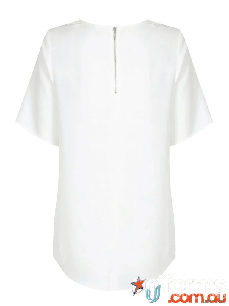 Taylor 1798WS White blouse with back zipper, perfect for uniforms and workwear