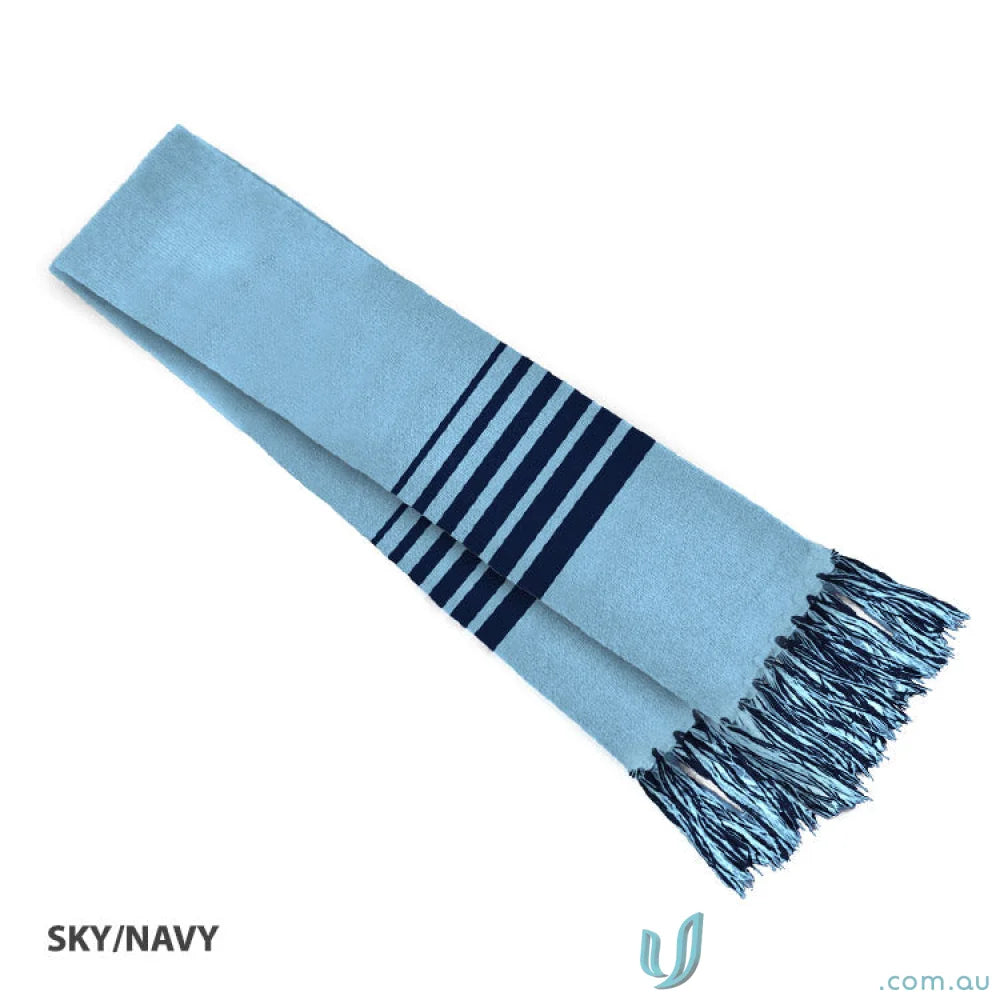 Sky blue and navy striped Team Scarf perfect for work uniforms or casual uniforms