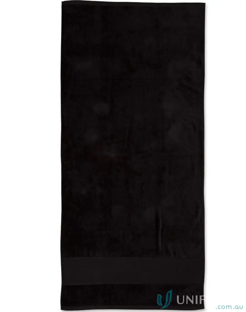 Black bath towel made of Spirit Terry Velour for a soft velour beach towel experience