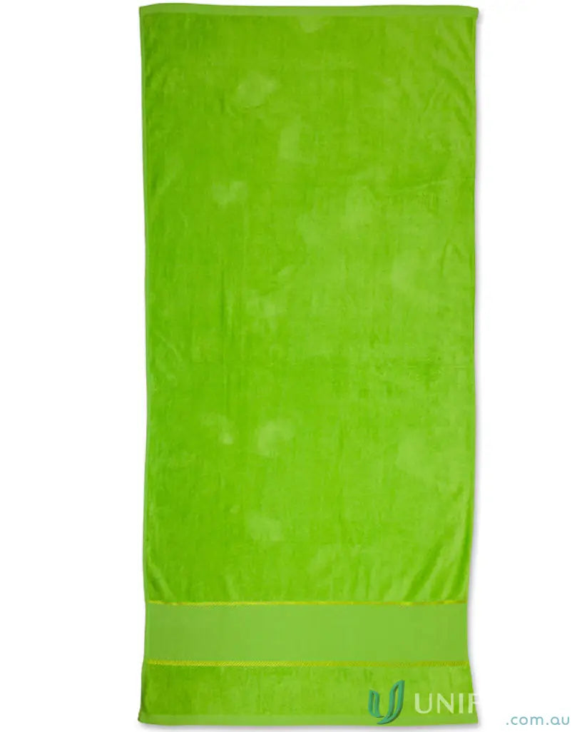 Green plush towel from Terry Velour Beach Towel collection, perfect velour beach towel style