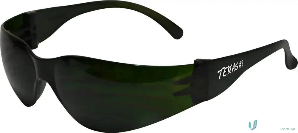 Dark green safety glasses from TEXAS Shade #5, perfect for work uniforms and workwear
