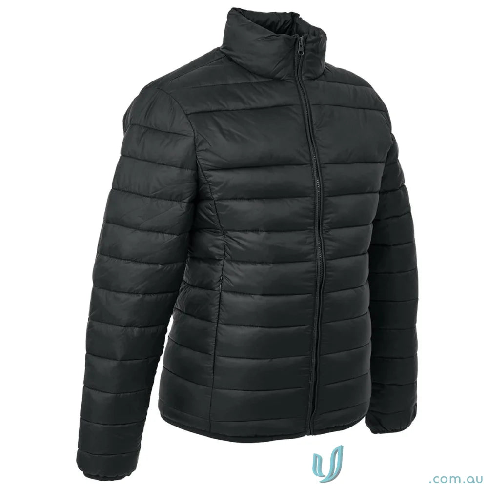 Black quilted puffer jacket from The Womens Puffer with enhanced thermal properties