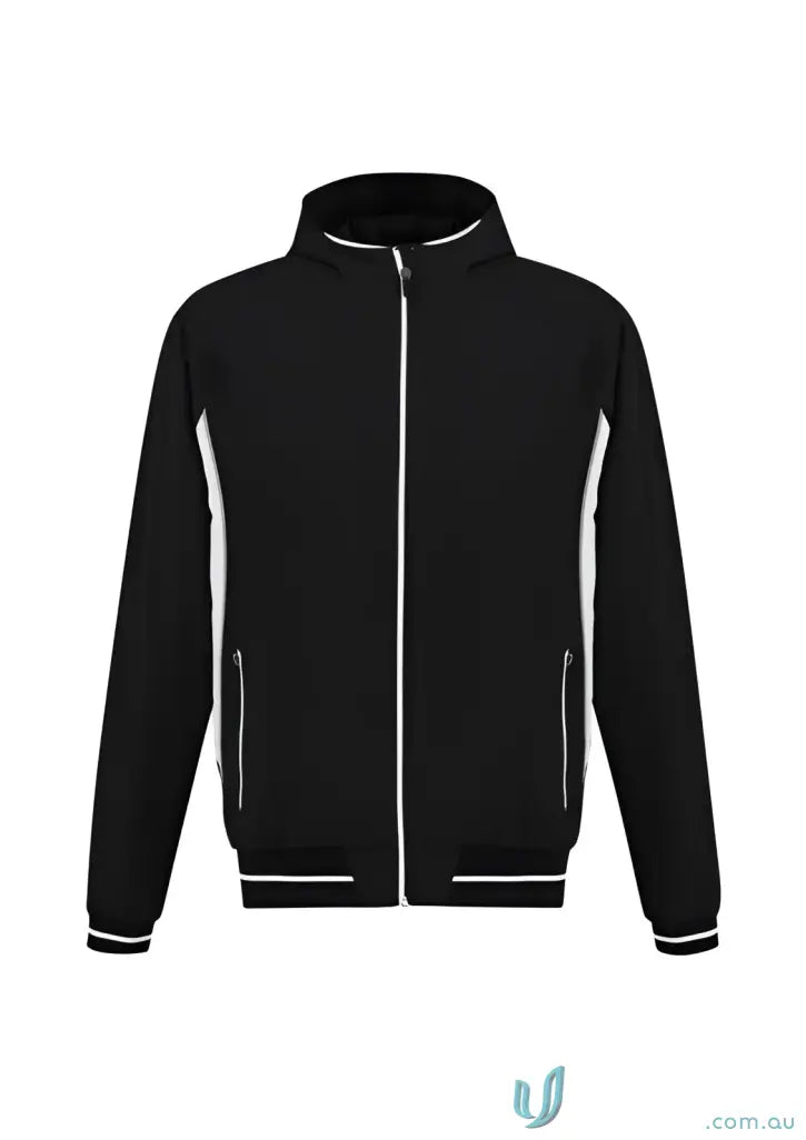 Black titan jacket j920m with white panels, zipper, striped cuffs for biz collection men’s