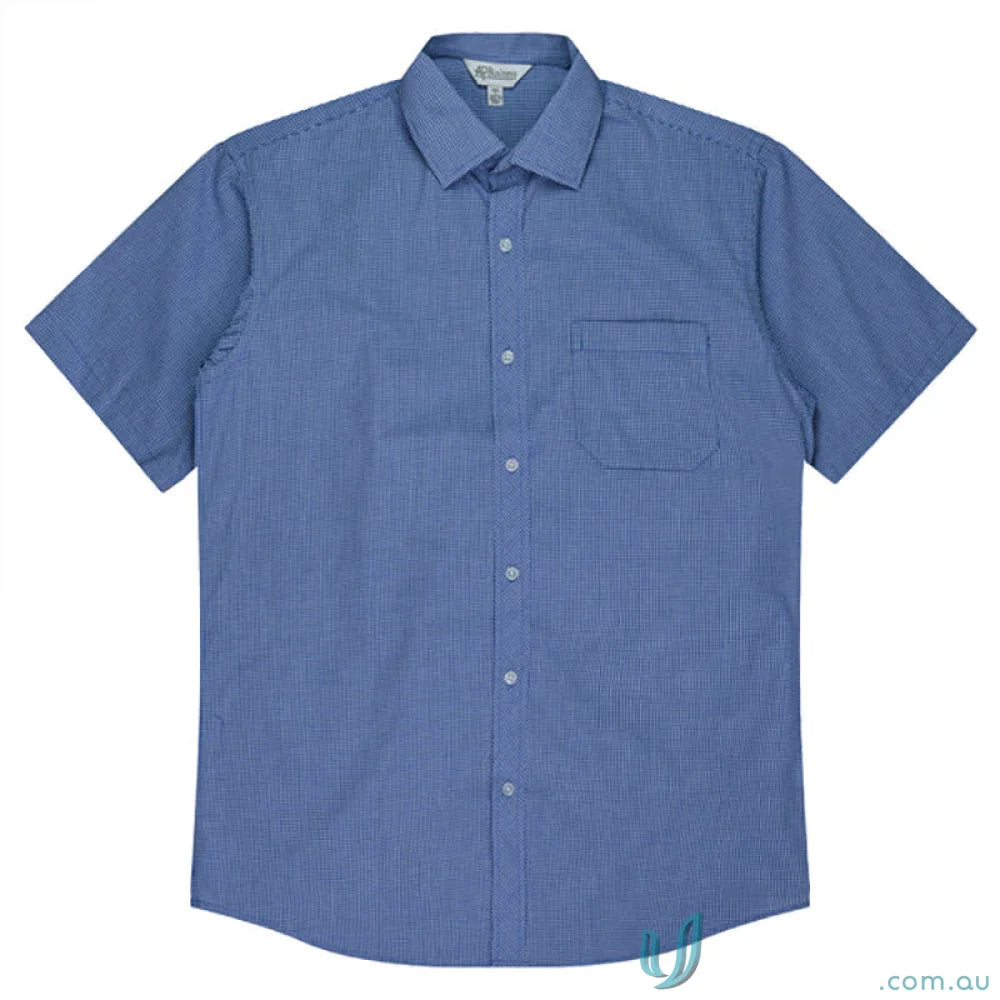 Blue short-sleeved button-down shirt from Toorak S/S Shirt perfect for casual uniforms