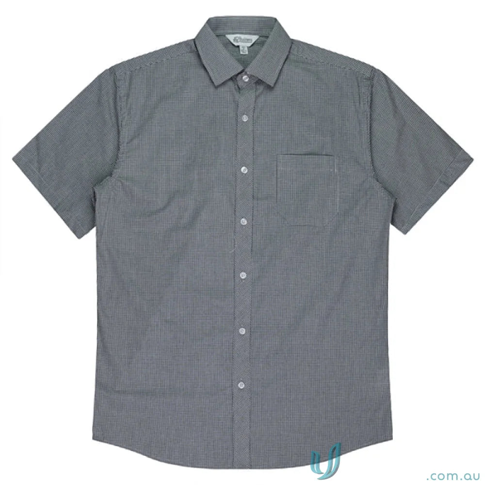 Gray short-sleeved button-down shirt from Toorak S/S Shirt collection, perfect for uniforms