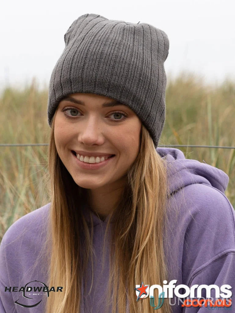 Gray knit beanie with classic cable knit style, perfect cable knit beanie look