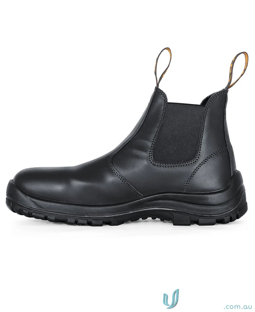 Black leather elastic sided work boot ideal for uniforms and workwear under Traditional Soft Toe Boot