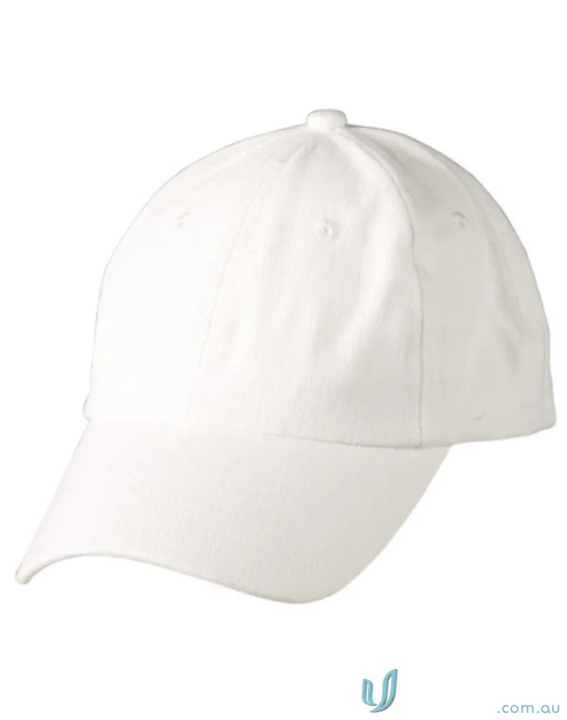 White baseball cap with pre-curved peak from Winning Spirit ch03 unstructured collection