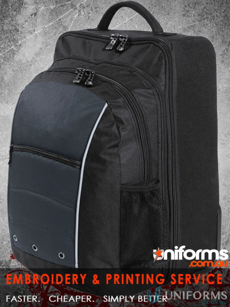 Black and gray rolling Transit Bag perfect for bag orders and uniforms on your trips