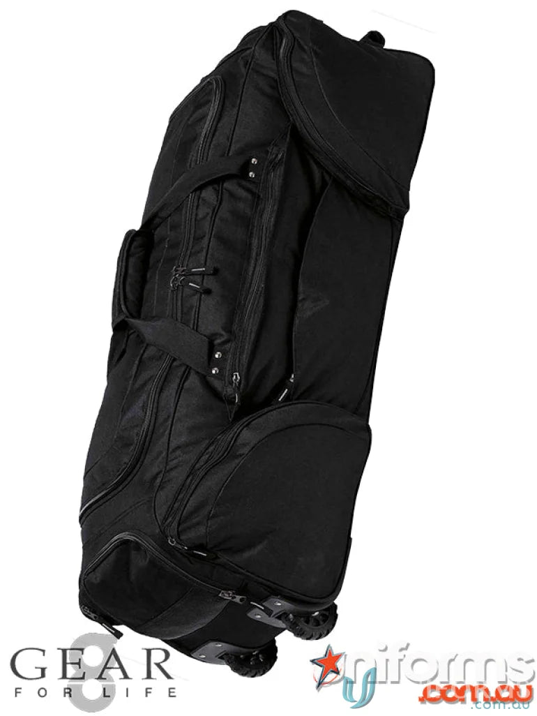 Black Travel Bag with heavy duty velcro closure and extra wide padded velcro strap