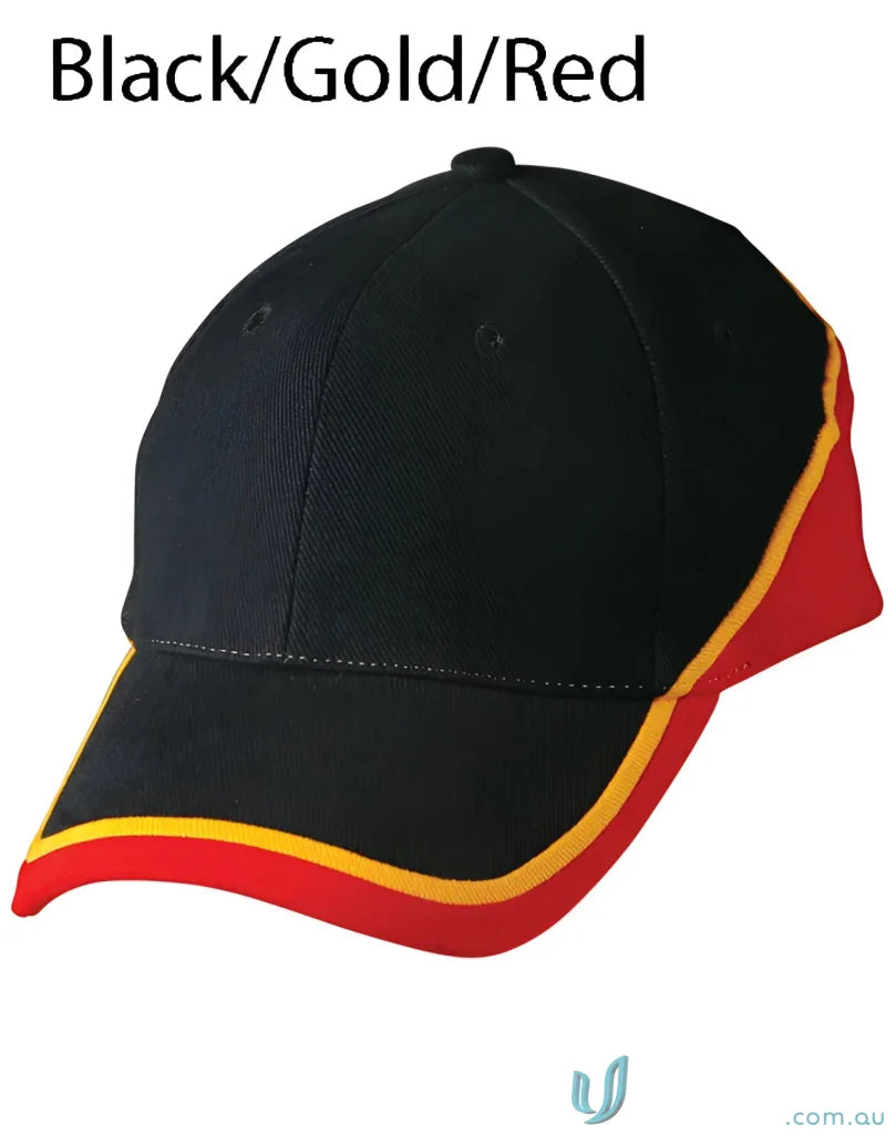 Black gold and red Winning Spirit Tri-Colour Baseball Cap for style and team spirit