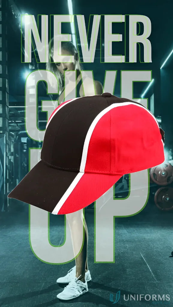 Black and red tri-colour cap with white trim, perfect for uniforms or workwear