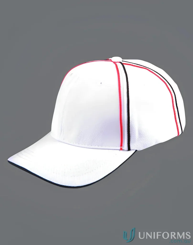 White pique mesh cap with colorful trim, stylish mesh cap for casual wear