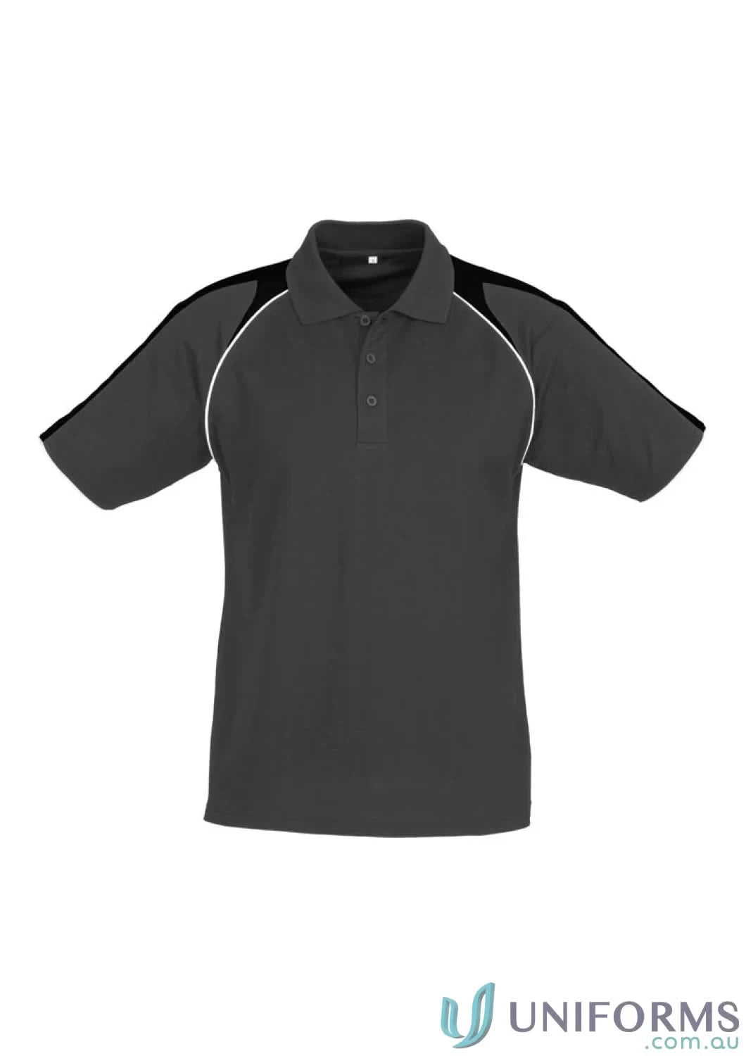 P225MS Mens Triton Polo Short Sleeve with Contrast Shoulder Panels in dark gray