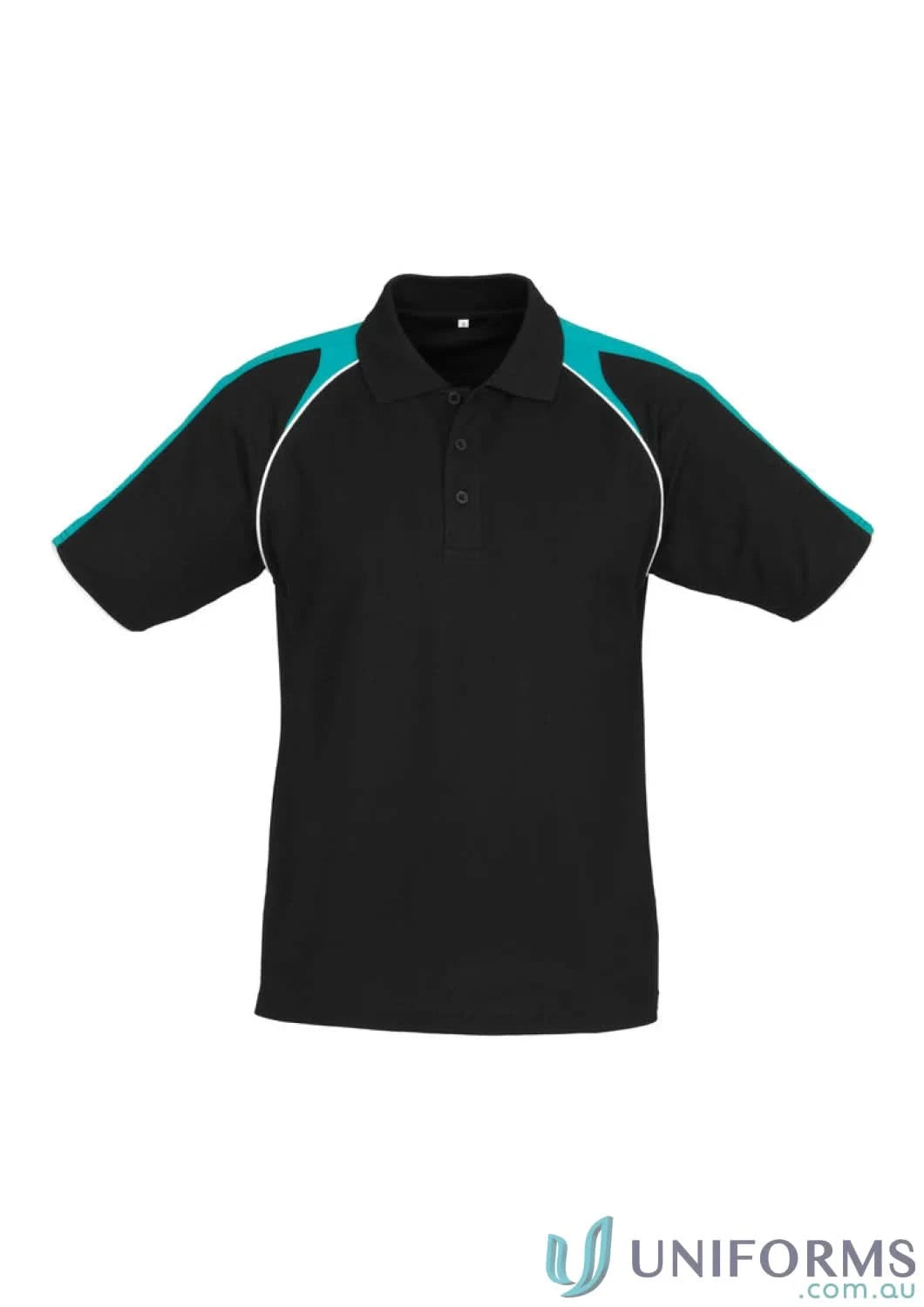 P225MS mens Triton Polo short sleeve with black color and contrast shoulder panels