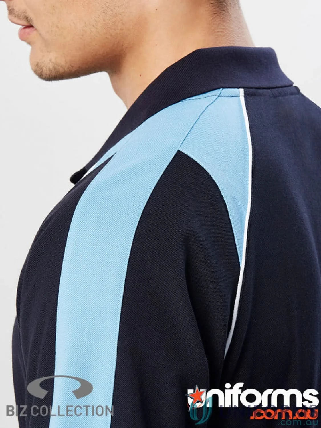 P225MS Mens Triton Polo Short Sleeve with contrast shoulder panels in dark blue