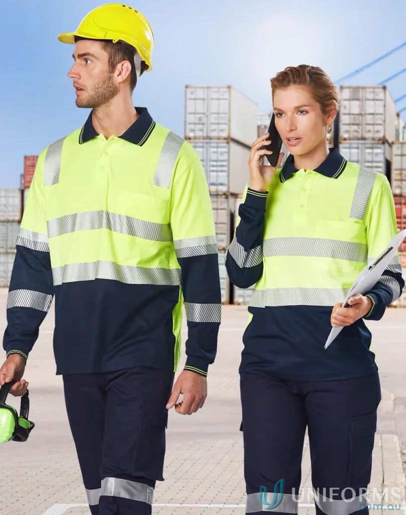 High-visibility biomotion safety polo and segmented LS safety workwear unisex Truedry® Biomotion